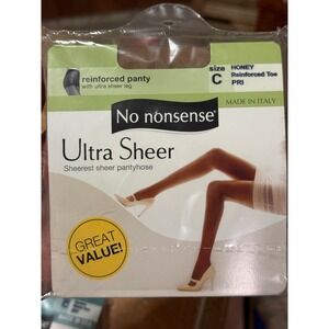 No Nonsense Ultra Sheer Pantyhose Size C Honey Reinforced Toe